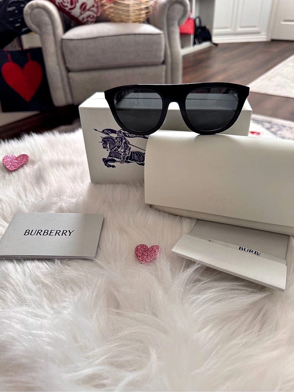 New Burberry BE4364 Kitty Square Sunglasses Black Sunglasses